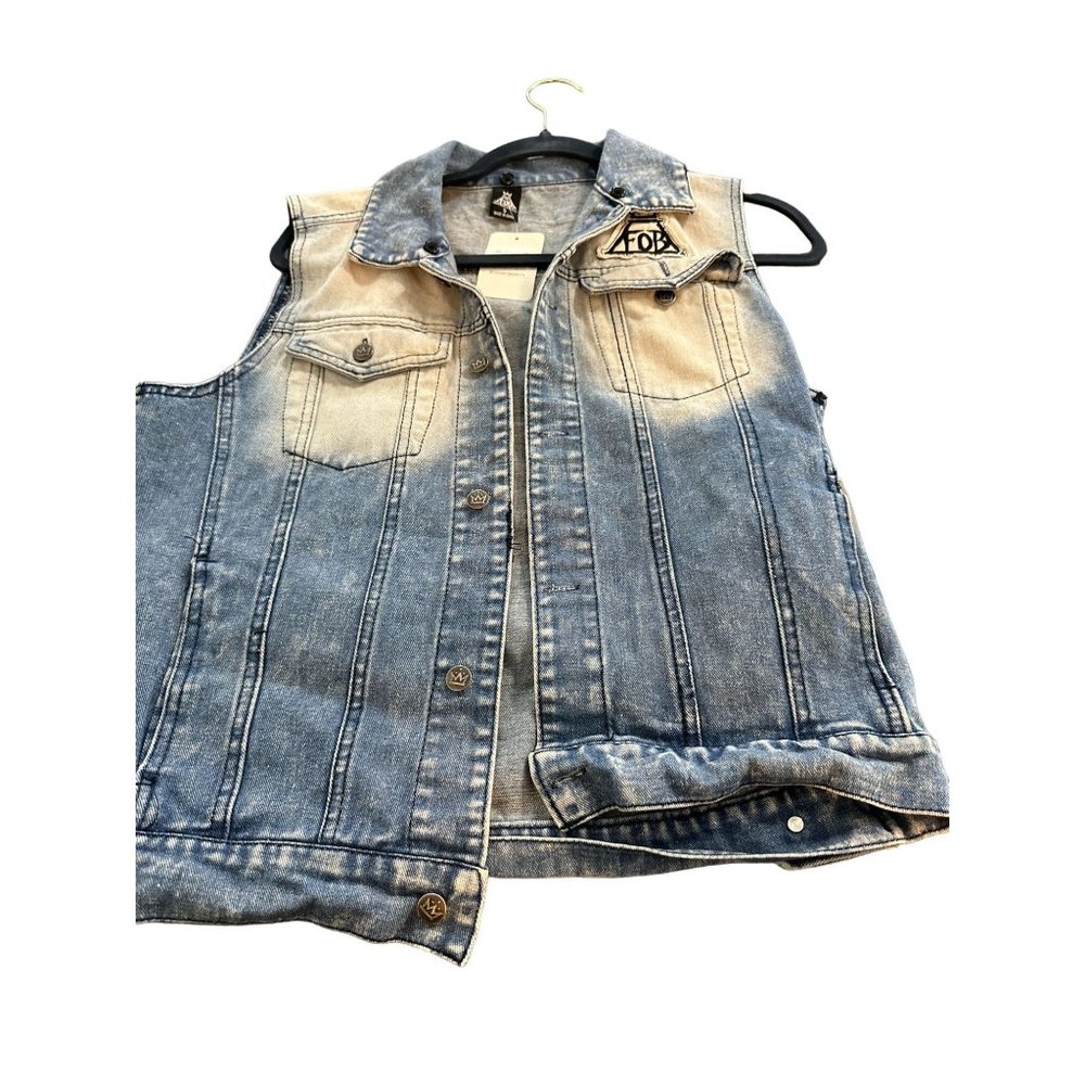 Rare Fall out boy tour  Denim jacket vest  Sz Small